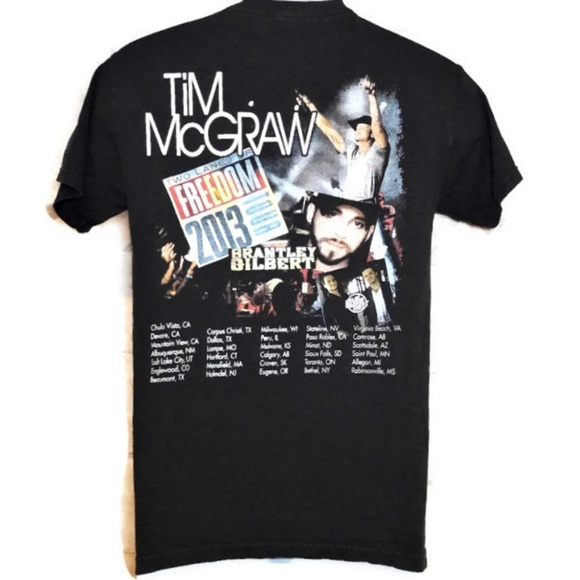 Tim McGraw 2013 Tour Tee Black Two Lanes of Freedom Brantley Gilbert Alstyle S - Picture 2 of 3